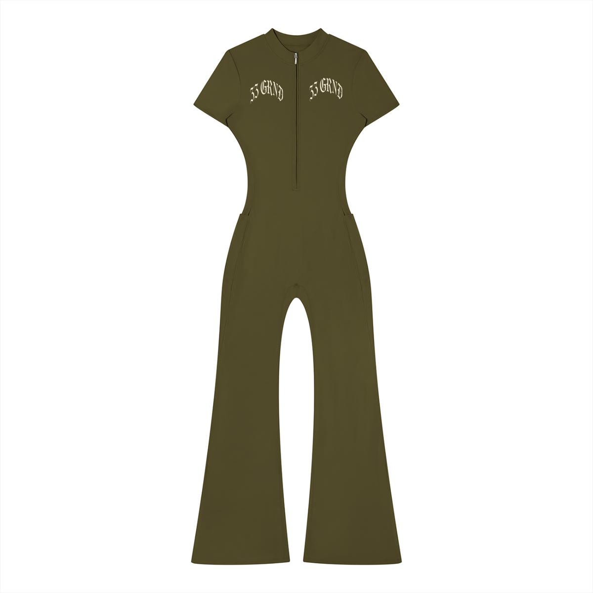 Women’s Tight Flared Leg Quarter-Zip Jumpsuit
