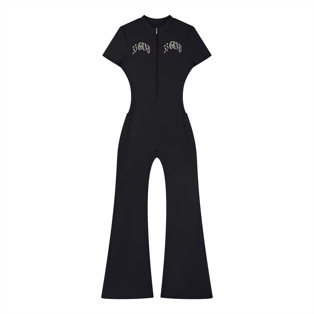 Women’s Tight Flared Leg Quarter-Zip Jumpsuit